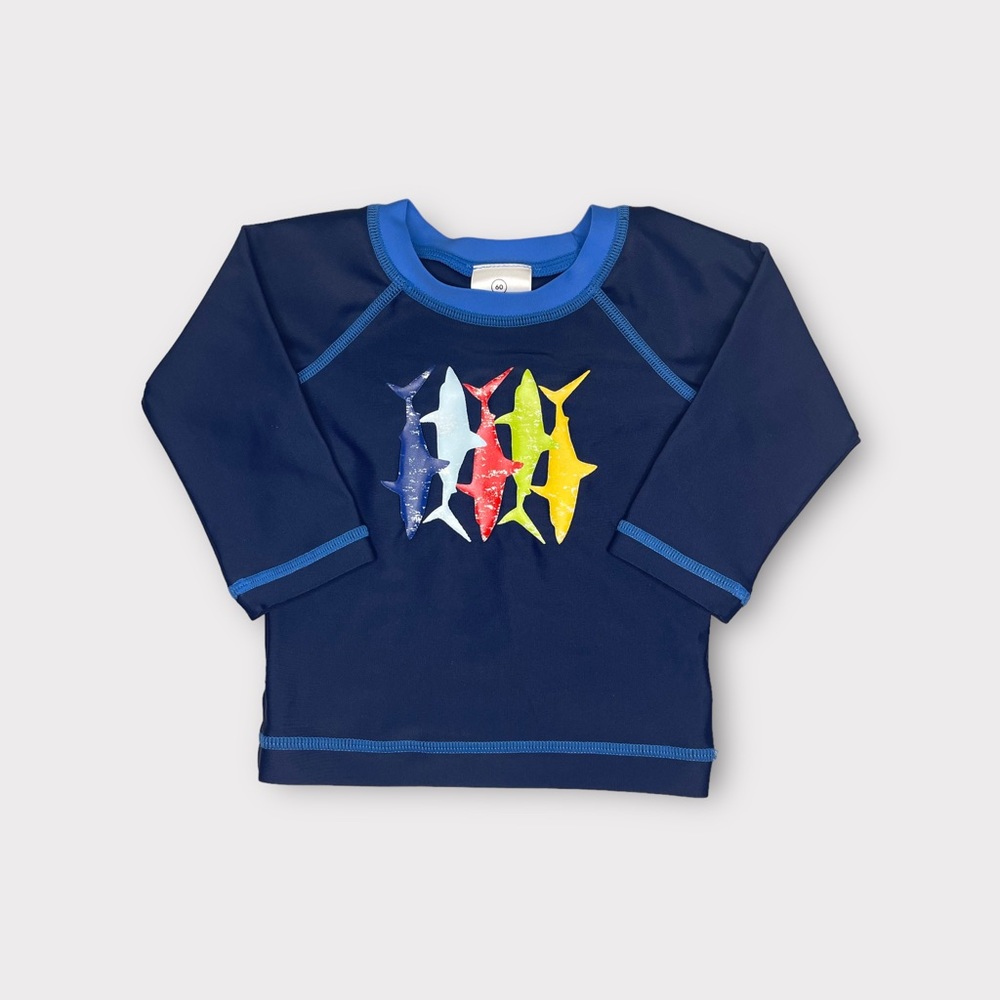 Hanna Andersson Colorful Shark Blue Rash Guard